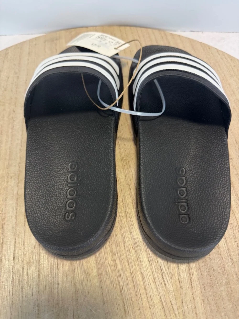 Adidas Adilette Shower K Slides Kids Size 2 Black White NWT Sandals